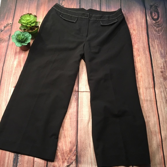 LARRY LEVINE Stretch Black Pants Capris Size 6 - Picture 3 of 6